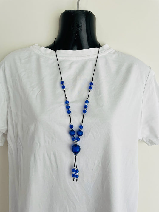 Dark Blue Beaded Necklace