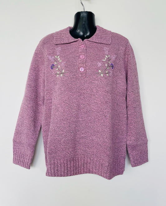 Collared Floral Pink Sweater